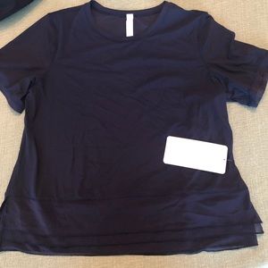 NWT Lulu lemon navy blue short sleeve shirt